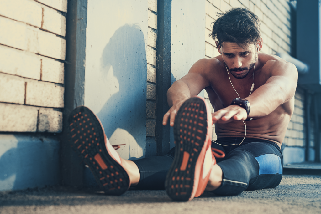 man stretching